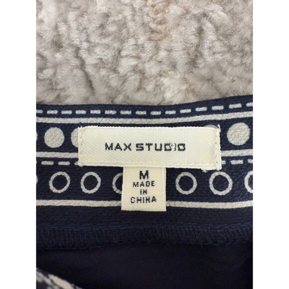 Max Studio Size M Polka Dot Tie Midi Wrap Dress Navy White Stretch Lined - Picture 5 of 8